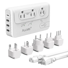 ALLWEI 2000W Travel Voltage Converter 220v to 110v Converter for European Travel Voltage Adapter for Hair Dryer Straightener/Curling Iron, Power Converter Adapter Combo with Type C, E/F, G, I, L