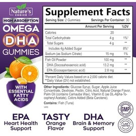 Omega 3 Fish Oil Gummies, Extra Strength Omega 3s with DHA  EPA, Heart Healthy, Joint  Brain Support, Natures Omega 3 Fish Oil Supplement Gummy