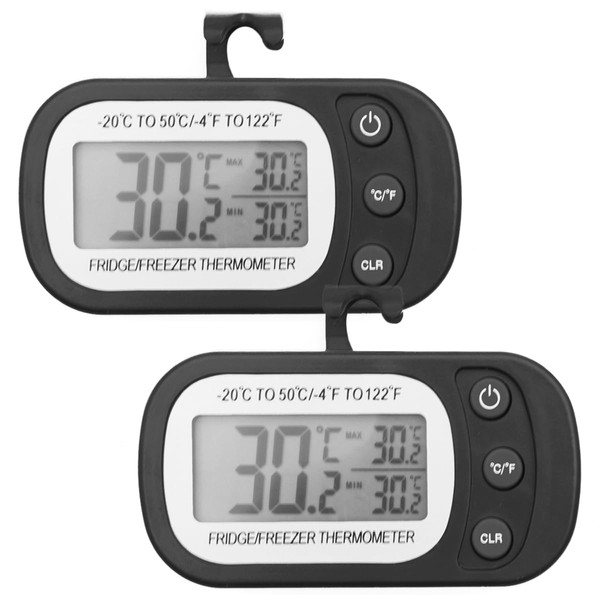 Digital Frigerator Thermometer 2 Pack, Waterproof Fridge and Freezer Thermometer,