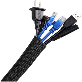 AGPTEK 10 mm-3 m Cable Sleeve, Self-Closing Cable Duct, Flexible Woven Cable Sheath, Cable Management for Desk, TV, Computer, PC, Cable Protector for Dog, Cat