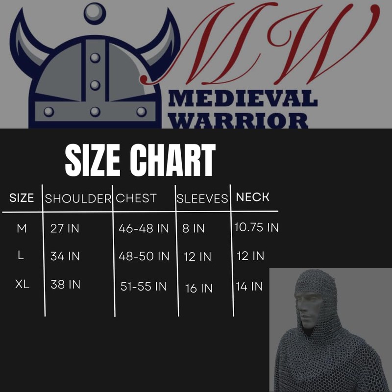 Medieval Chain Mail Shirt and Coif Armor Set and Shirt