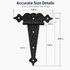 8 Inch Tee Hinges Heavy Duty, 2 Pack Black T-Strap