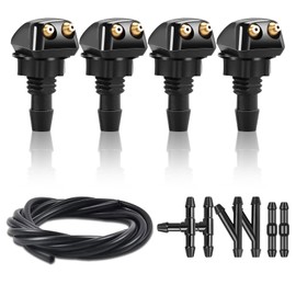 Unifizz 4pcs Windshield Washer Nozzles Wiper Spray Fit for Most Cars Front Windshield Washer Nozzles Including Adapters and Hoses, Front Windshield Washer Nozzle kit