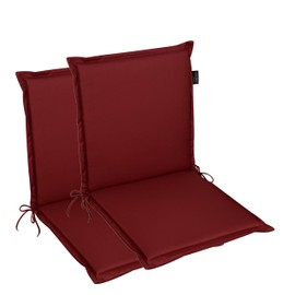 LILENO HOME Mia Garden Chair Cushions [Set of 2 - Low-Back] in Red - Comfortable Loungers as Seat Cushions for Garden Furniture - Chair Cushions for Garden Chairs and Folding Chairs
