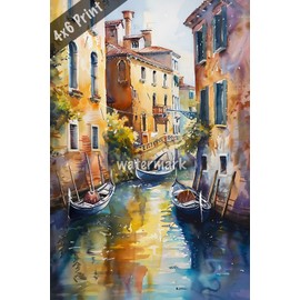 Canal views watercolor Art 4x6 Print