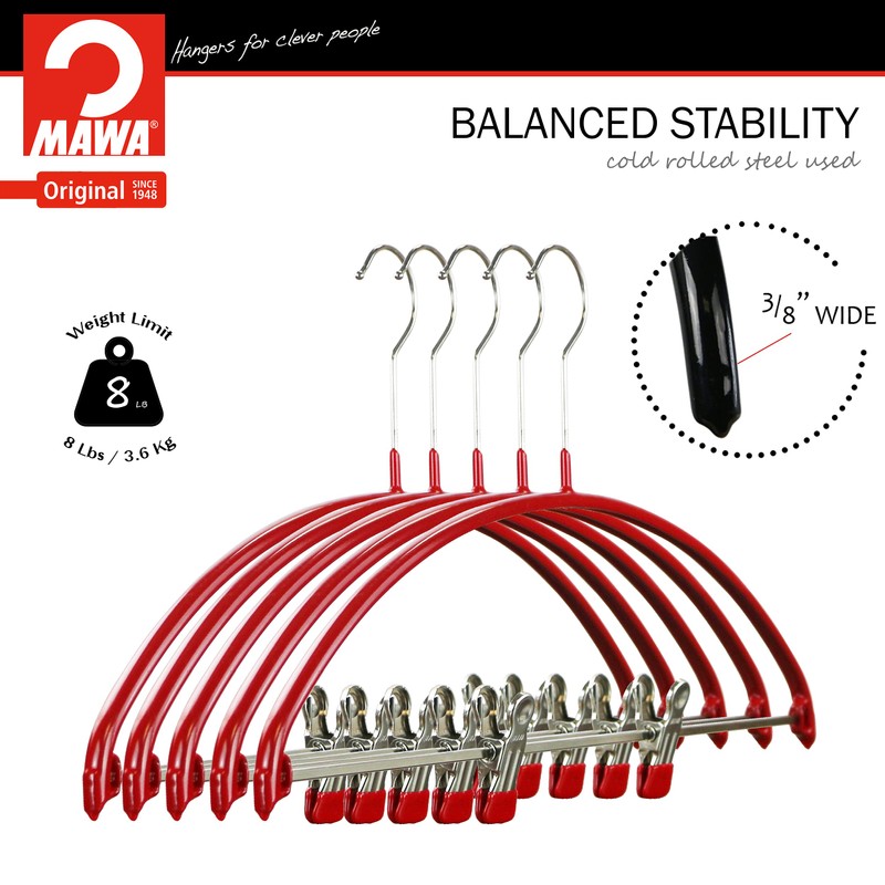 Mawa by Reston Lloyd European Non-Slip Metal Clothing Hanger, Smooth