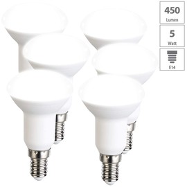 Luminea LED Spotlight E14: Set of 6 LED Reflectors R50 Daylight White 450 lm, E14, 5 W (Replaces 40 W) (LED Spotlight, Recessed Spotlight)