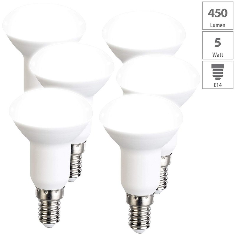 Luminea LED Spotlight E14: Set of 6 LED Reflectors R50