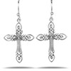 925 Solid Sterling Silver Filigree Cross Earrings for Women -