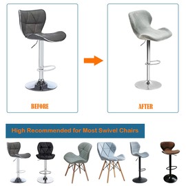 Levoberg 2 pezzi Coprisedia da bar curvo in velluto elasticizzato per sedia da bar con schienale elastico, copertura sgabello alto da cucina, grigio chiaro