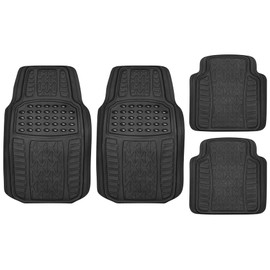 Juego 4 Tapetes para Auto Universales de Hule Grueso Negro  Protección y Fácil Limpieza                                                               