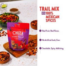 CHUZA Clasico Trail Mix – Semi Spicy Sweet Snack with 100% Mexican Spices – Dried Cranberries, Almonds, Peanuts & Cashews – High Protein, Gluten-Free – 4 oz