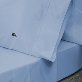 Lacoste 100% Cotton Percale 4-Piece Sheet Set – Cool, Crisp, Matte, and Durable, Oeko-Tex Certified – Solid, Allure Blue, California King