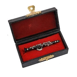 Dselvgvu Miniature 2.32" Clarinet Pin Mini Musical Instrument Brooch Fashion Lapel Pin with Red Velvet Lined Instrument Case for Men and Women (2.32" Clarinet Pin)