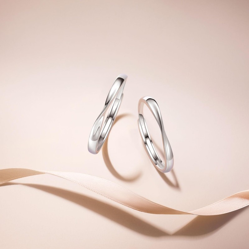 FANCIME Women's Men's Matching Ring, Mobius Ring, Set of 2,