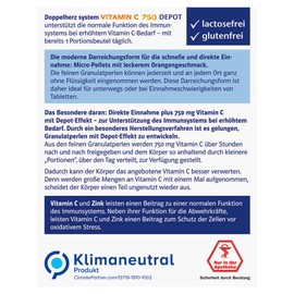 Doppelherz System Vitamin C 750 Depot - For the Defense - Vitamin C and Zinc Support the Normal Function of the Immune System - 20 Portion Bags
