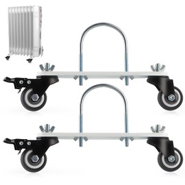 Fardtry Mobile Pulley Brackets for Oil Filled Radiator, 360 Degree Rotatable Replacement Casters, Electric Heater Frame Base with Brake Wheels, 1 Pair