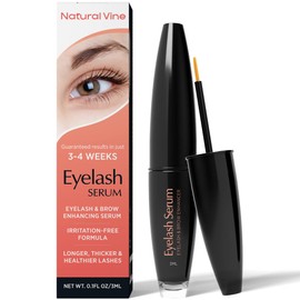 Natural Vine Eyelash and Brow Growth Serum, Irritation Free Formula, Guaranteed Results in 3-4 Weeks for Longer, Thicker, and Fuller Eyelashes