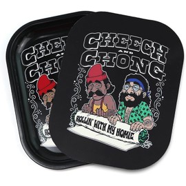 FANVANAI Metal Tray with Soft PVC Magnetic Lid Small Cute Decorative Tray Ideal Storage for Home or on The Go, 7"" x 5.5"" (Matte Black)