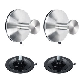 SAYAYO Suction Cup Hooks, Coat Hooks, Wall Towel Holder, No Drilling, Suction Cups with Hooks, Pack of 2, Stainless Steel for Bathroom, Living Room, Bedroom, Window