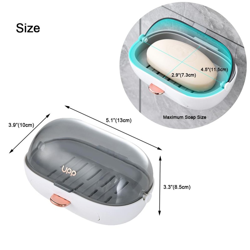 NICAVKIT 2 Pack Shower Soap Dish Holder with Lid, Bar