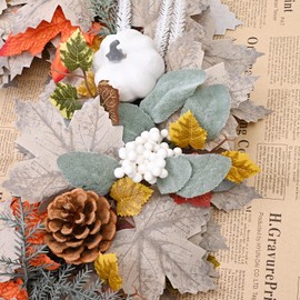 Fall Decor - Fall Wreaths for Front Door, 18" Autumn Wreath with Pumpkin, Maples Leaf, Pine Cone, Berry, Fall Decorations for Home, Fall Porch Decor, Thanksgiving Outdoor Indoor Decor