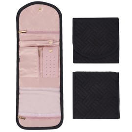 CREATCABIN Travel Jewelry Case Travel Jewelry Organizer Small Foldable Jewelry Hanging Bag Portable Everyday Jewelry Storage Roll for Journey-Rings Necklaces Earrings Bracelets Brooches 15.83x5.71in