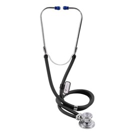 VitalCare Estetoscopio Profesional Multifuncional | Doble Campana y Manguera de Silicón | Incluye 3 Campanas y Accesorios (Negro)