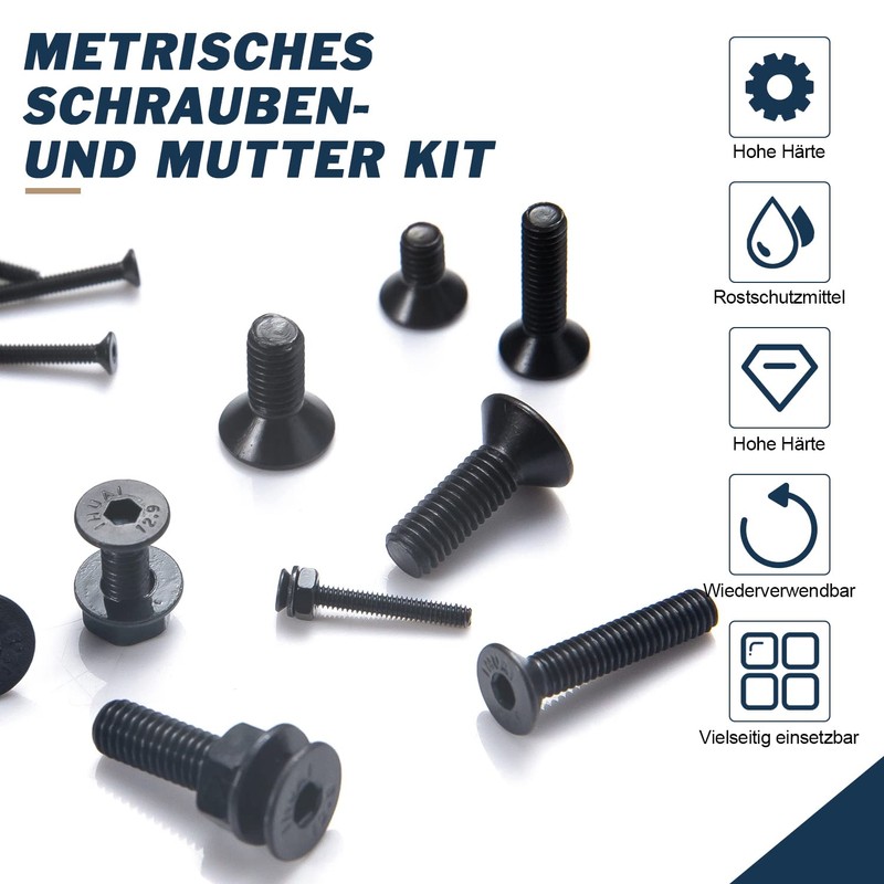Nindejin Screws Button Head, Carbon Steel Screws Nuts and Washers