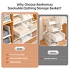 Pull-out Plastic Storage Basket,Stackable Closet Organizers Drawer Anti-Tipping, Reinforced Stable