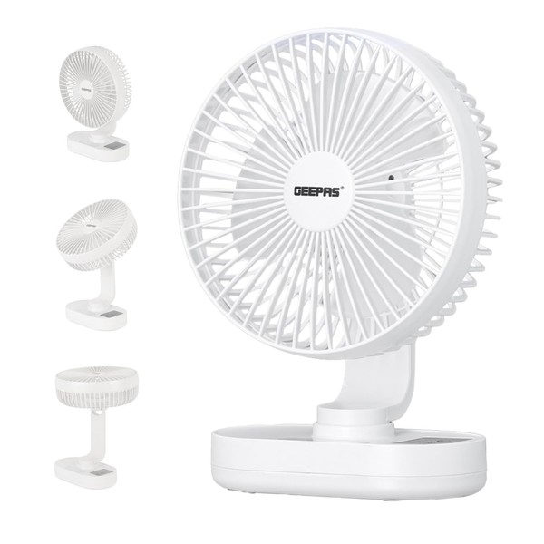 GEEPAS 8-Inch Rechargeable Desk Cooling Device | 3 Speed Silent
