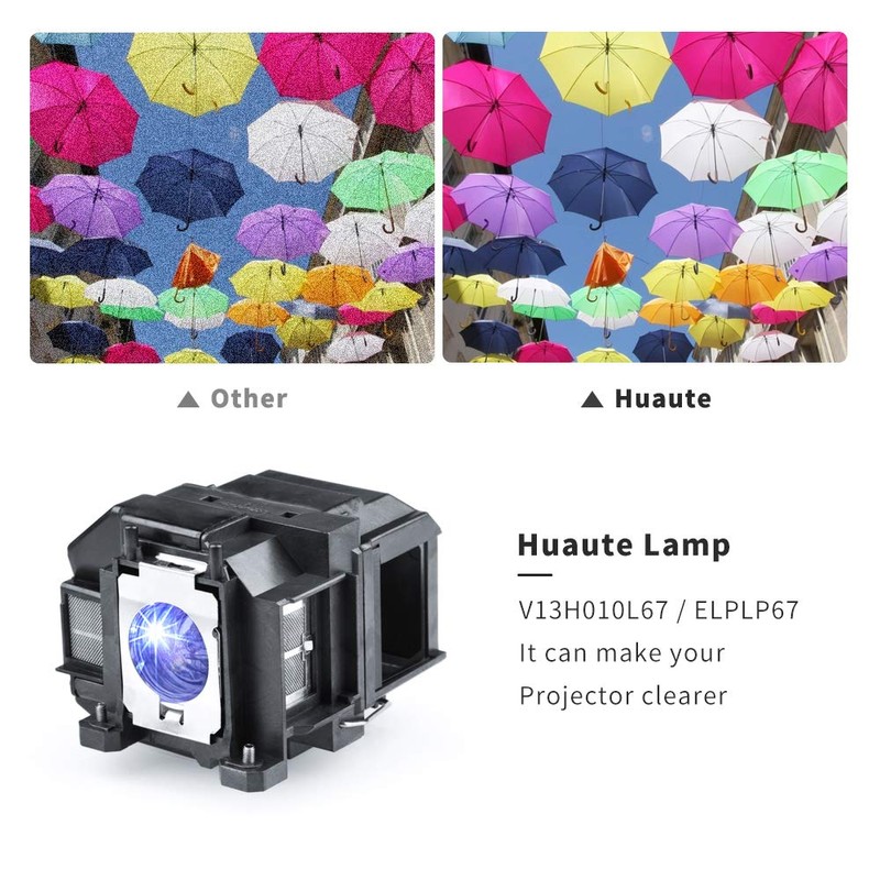 Huaute V13H010L67 ELPLP67 Projector Lamp with Housing for Epson EB