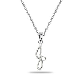 B. BRILLIANT Sterling Silver J Alphabet Letter Name Script Initial Pendant Necklace for Women