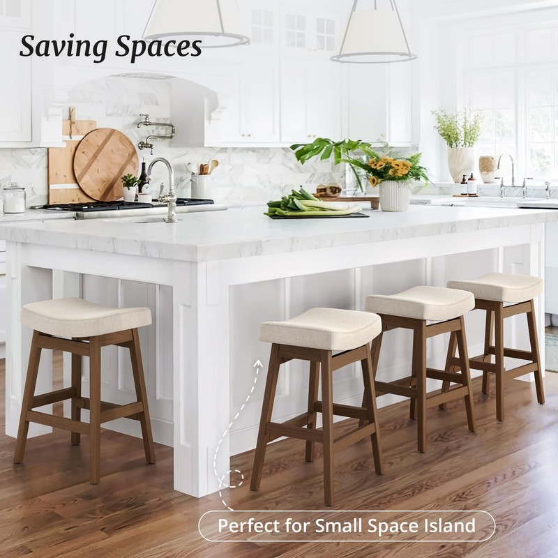 Bar Stools Set of 3, Barstools with Sturdy Wood Legs,