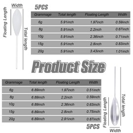 Fishing Rubber Bobber Beads Stopper,Fishing Rubber Bobber Beads Stoppers, Rubber Fishing Bobber Stopper, Fishing Snap Swivels, 38 Pcs Casting Bobber Float, Plastic Casting Bombarda Inline Surface Float Carp Fishing Terminal Tackle 6g/8g/10g/15g/20g