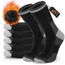SIMIYA 5 Pairs Merino Wool Socks for Men - Cosy Warm Thermal Socks Thick Cushion Winter Socks, Crew Sports Sock for Outdoor Work Walking Hiking Running Skiing