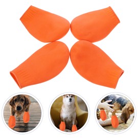 Hemobllo Dog Rubber Boots Small Dog Shoes Dog Boots, Rubber Rain Shoes Dog Boots 4Pcs Paw Protection for Dogs for Pet Cat Dog (Orange, Size S) Dog Boots Dog Breathable Boots