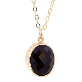 Black Onyx Pendant Framed Glass Onyx 14k Gold Filled Necklace