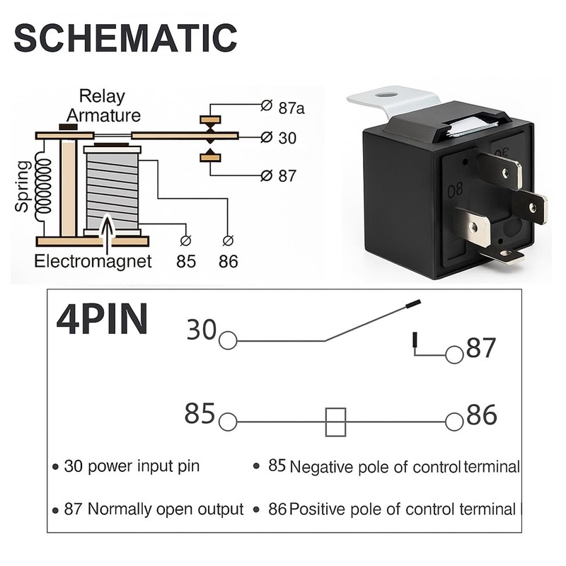 Gebildet 2pcs JD1912 Car Relay Harness 12V 40A 4 Pin