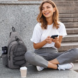 G4Free Sling Bag, Crossbody Pickleball Bag for Men Women, Lightweight Crossbody Chest Backpack for Sports, Travel, Light Grey