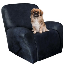 ANARACHON Leather Like Recliner Chair Covers Heavy Duty, 4 Pieces Lazy Boy Recliner Cover for Recliner Chair, Leather Cover for Recliner slipcovers Washable for Pets (Navy)