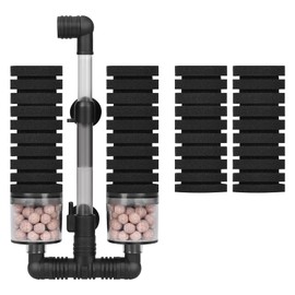 AQUANEAT Sponge Filter, Aquarium Sponge Filter with Ceramic Media Balls, for Betta Fry Shrimp Tank, with 2 Spare Sponges, up to 40Gal