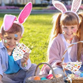 Easter Temporary Tattoos for Kids - 171 Styles 15 Sheets Fake Temporary Tattoo Stickers for Easter Eggs Rabbits Bunny Chicks, Basket Stuffers Goodie Bag Fillers Party Decorations Favors Supplies Gifts