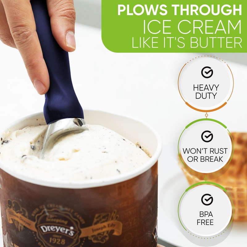 Spring Chef Ice Cream Scoop with Soft Grip Handle, Professional