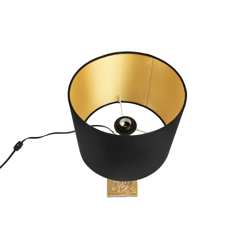 Creative Co-Op Lion Shaped Table Lamp with Black Shade