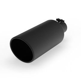 Richeer 3 to 6 inch Exhaust Tip, 3" inlet 6” Outlet 15” Overall Length Stainless Steel Exhaust Tip Black Powder Coated Finish Universal for Vehicles with 3" O.D. Exhaust Tailpipe, Rolled Edge, Bolt on