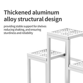 DHYGOTFUR Plant Stand - Aluminum Indoor/Outdoor Flower Rack, Waterproof & Rust-Proof, Stable Support for Pots, Perfect for Living Room, Balcony, Garden, and Office (White, 6 Tier)
