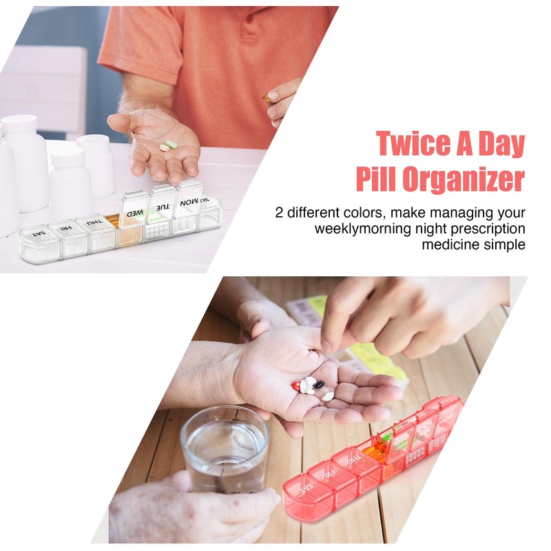 Extra Large Pill Organizer 2 Pack, XL Pill Box 7