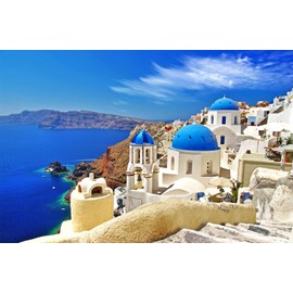 Jigsaw Puzzles 1000 Pieces Puzzles for Adults Dreamy Aegean Sea Puzzles Greece Santorini Landscape Puzzle Natural Scene Hard Puzzles for Adults Teens Kids Interactive Toy Brain Teaser