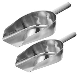 Gogogmee 2 Pieces Stainless Steel Ice Scoop, Multifunctional Scoop for Ice Cubes, Flour Scoops and Food, Robust Shovel for Kitchen, Bar and Parties, Ideal for Ice Cutters and Ice Cube Trays